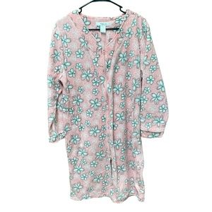 Pink flowered super soft Fleece Zip Robe Bathrobe housecoat house dress size M
